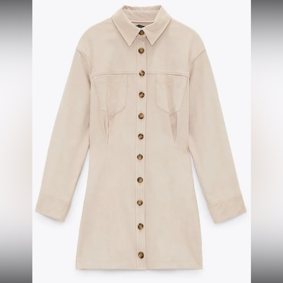NWT ZARA SUEDE MINI DRESS - Picture 1 of 8